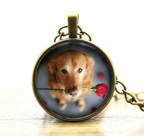 Dog Lovers Gifts Custom Photo Personalized Dog Photo customized necklace Golden Retrievers glass pendant necklace Cute puppy charm Jewelry